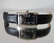 Emporio Armani Classic Black Dial Black Leather Strap Watch For Women - AR0144