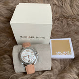 Michael Kors Camille Three-Hand Crystals White Dial Pink Leather Strap Watch for Women - MK2963