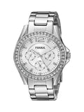 Fossil Riley Multifunction Silver Dial Silver Steel Strap Watch for Women - ES3202