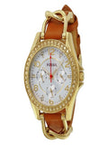 Fossil Riley Multifunction White Dial Orange Leather Strap Watch for Women - ES3723