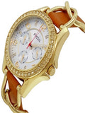 Fossil Riley Multifunction White Dial Orange Leather Strap Watch for Women - ES3723