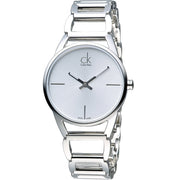 Calvin Klein Stately White Dial Silver Steel Strap Watch for Women - K3G23126
