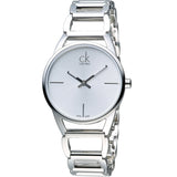 Calvin Klein Stately White Dial Silver Steel Strap Watch for Women - K3G23126