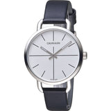 Calvin Klein Evan White Dial Black Leather Strap Watch for Women - K7B231CY