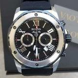 Bulova Marine Star Chronograph Black Dial Black Rubber Strap Watch for Men - 98B127