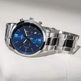 Fossil Neutra Chronograph Blue Dial Silver Steel Strap Watch for Men - FS5792