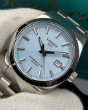 Tissot Gentleman Powermatic 80 Silicium Ice Blue Silver Steel Strap Watch For Men - T127.407.11.351.00