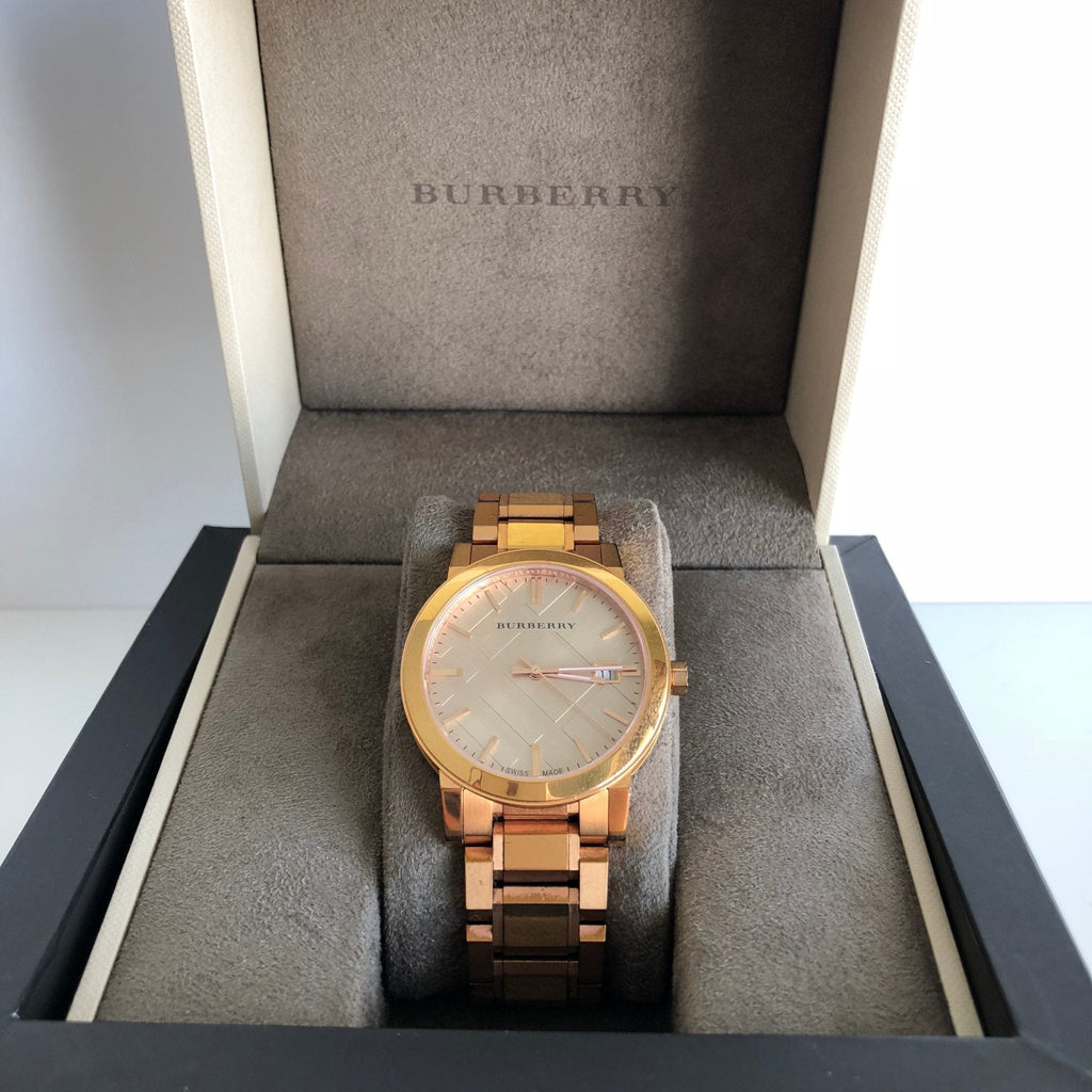 Burberry The City Rose Gold Dial Rose Gold Steel Strap Watch for Women