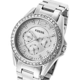 Fossil Riley Multifunction Silver Dial Silver Steel Strap Watch for Women - ES3202