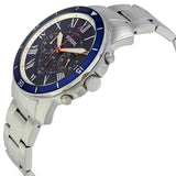 Fossil Grant Sport Chronograph Blue Dial Silver Steel Strap Watch for Men - FS5238