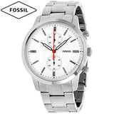 Fossil Townsman White Dial Silver Steel Strap Watch for Men - FS5346