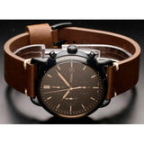 Fossil Commuter Chronograph Black Dial Brown Leather Strap Watch for Men - FS5403