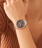 Fossil Neutra Chronograph Mother of Pearl Brown Dial Rose Gold Steel Strap Watch for Women - ES5218