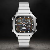 Fossil Retro Analog-Digital Black Dial Silver Steel Strap Watch for Men - FS5890