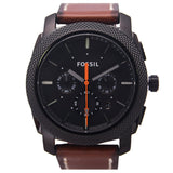 Fossil Machine Chronograph Black Dial Brown Leather Strap Watch for Men - FS5234