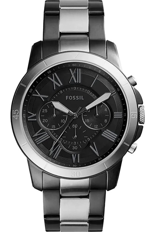 Fossil Grant Chronograph Black Dial Two Tone Steel Strap Watch for Men - FS5269