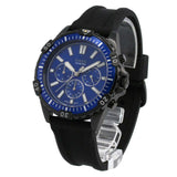 Fossil Garrett Chronograph Blue Dial Black Rubber Strap Watch for Men - FS5695