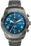 Fossil Bronson Chronograph Blue Dial Grey Steel Strap Watch for Men - FS5711