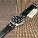 Fossil Retro Pilot Chronograph Black Dial Black Leather Strap Watch for Men - FS5806