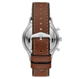 Fossil Retro Pilot Chronograph Silver Dial Brown Leather Strap Watch for Men - FS5809