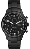 Fossil Pilot Chronograph Black Dial Black Steel Strap Watch for Men - FS5811