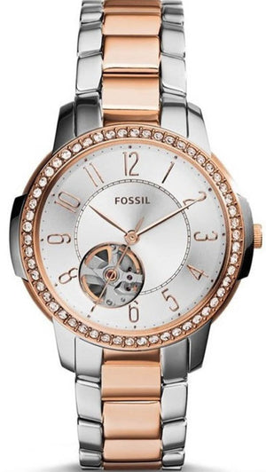 Fossil Architect Automatic Silver Dial Two Tone Steel Strap Watch for Women - ME3058