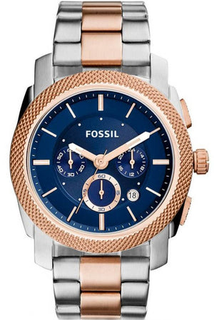 Fossil Machine Blue Dial Two Tone Steel Strap Watch for Men - FS5037