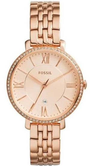 Fossil Jacqueline Rose Gold Dial Rose Gold Steel Strap Watch for Women - ES3632