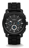 Fossil Machine Chronograph Black Dial Black Silicone Strap Watch for Men - FS4487