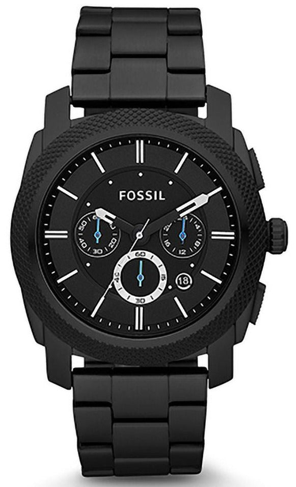 Fossil Machine Chronograph Black Dial Black Steel Strap Watch for Men