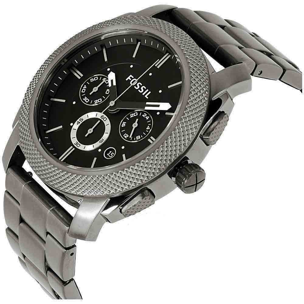 Fossil Men Dial Chronograph Black Machine Strap Watch for Steel Black