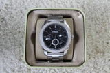 Fossil Machine Chronograph Black Dial Silver Steel Strap Watch for Men - FS4776