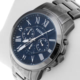 Fossil Grant Chronograph Blue Dial Grey Steel Strap Watch for Men - FS4831
