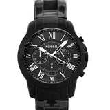 Fossil Grant Chronograph Black Dial Black Steel Strap Watch for Men - FS4832