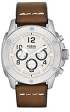 Fossil Modern Machine White Dial Brown Leather Strap Watch for Men - FS4929