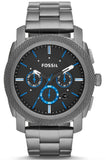 Fossil Machine Chronograph Brown Dial Grey Steel Strap Watch for Men - FS4931