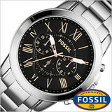 Fossil Grant Chronograph Black Dial Silver Steel Strap Watch for Men - FS4994