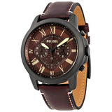 Fossil Grant Chronograph Brown Dial Brown Leather Strap Watch for Men - FS5088