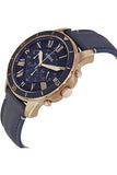 Fossil Grant Sport Chronograph Blue Dial Blue Leather Strap Watch for Men - FS5237
