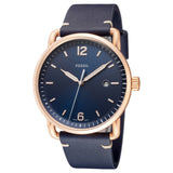 Fossil The Commuter Blue Dial Blue Leather Strap Watch for Men - FS5274