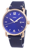 Fossil The Commuter Blue Dial Blue Leather Strap Watch for Men - FS5274