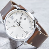 Fossil The Commuter White Dial Brown Leather Strap Watch for Men - FS5275