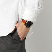 Fossil Commuter Three Hand Date Black Dial Brown Leather Strap Watch for Men - FS5276