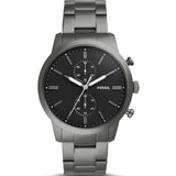 Fossil Townsman Chronograph Black Dial Silver Steel Strap Watch for Men - FS5349