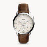 Fossil Neutra Chronograph White Dial Brown Leather Strap Watch for Men - FS5380