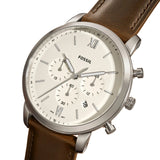 Fossil Neutra Chronograph White Dial Brown Leather Strap Watch for Men - FS5380