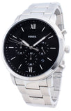 Fossil Neutra Chronograph Black Dial Silver Steel Strap Watch for Men - FS5384