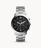 Fossil Neutra Chronograph Black Dial Silver Steel Strap Watch for Men - FS5384