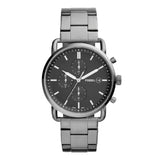 Fossil The Commuter Black Dial Grey Steel Strap Watch for Men - FS5400