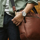 Fossil The Commuter White Dial Brown Leather Strap Watch for Men - FS5402